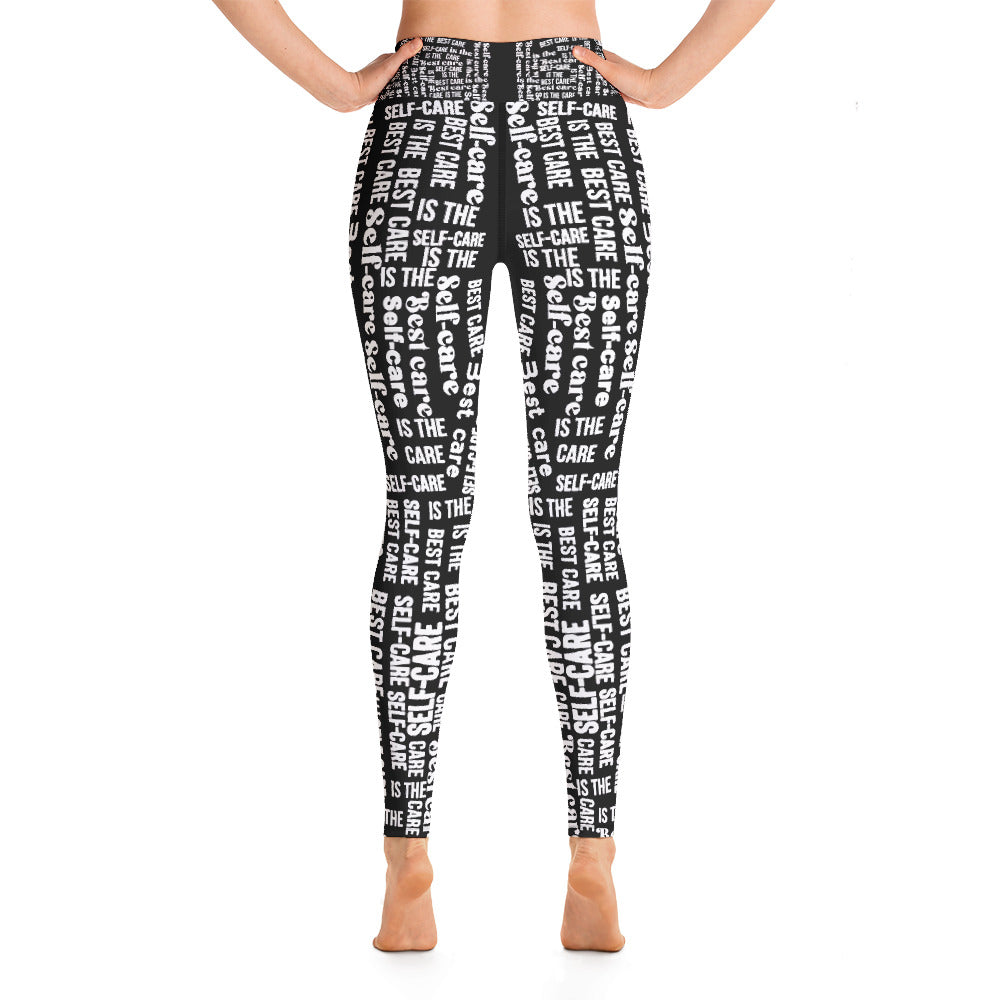 Self Care Words Yoga Leggings