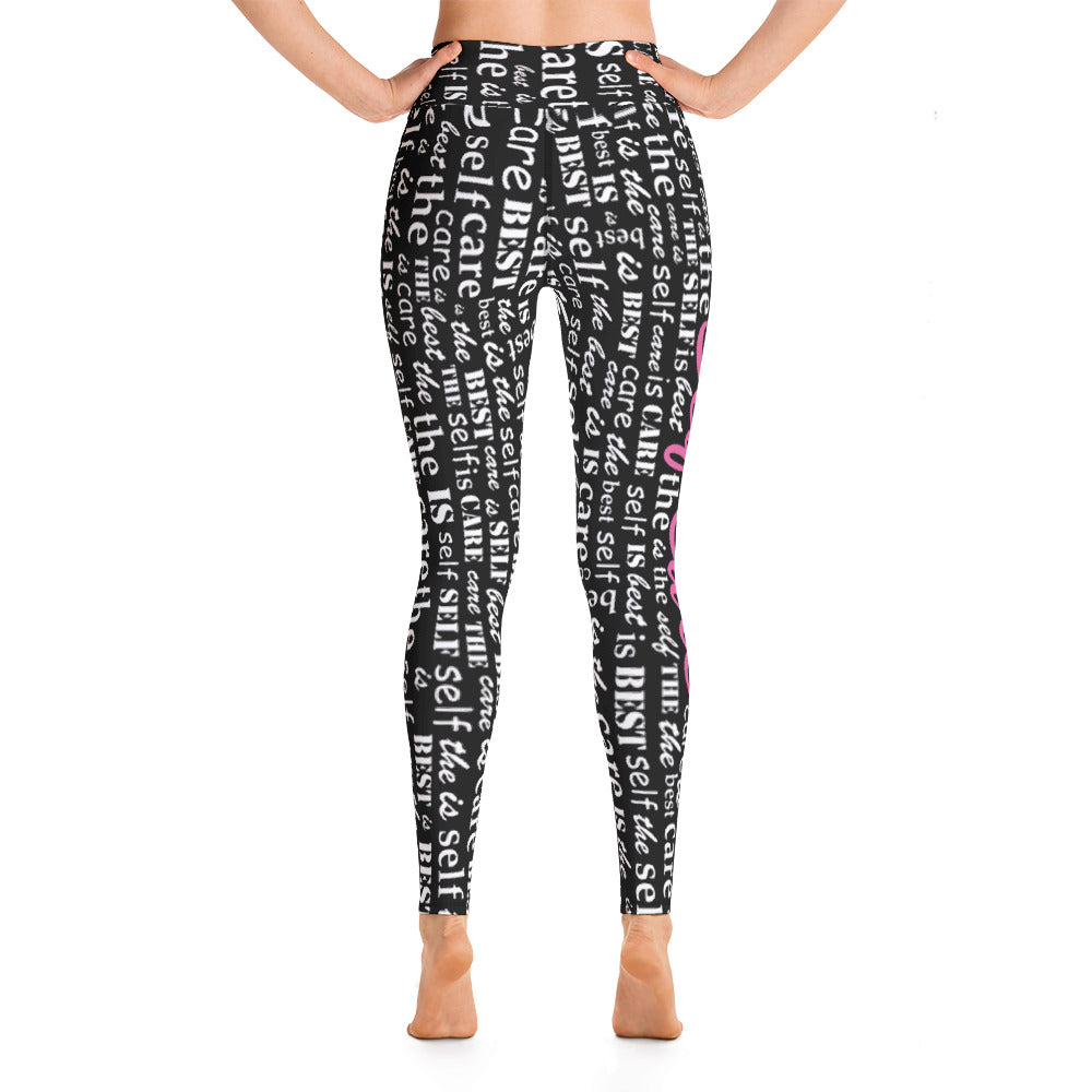 Self Care Is The Best Care (Pink) Word Cloud Powerful Legging
