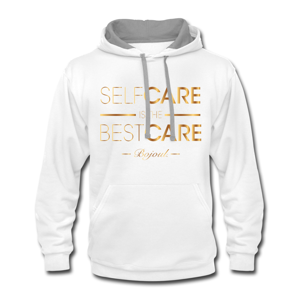 Men Self Care Contrast Hoodie - white/gray