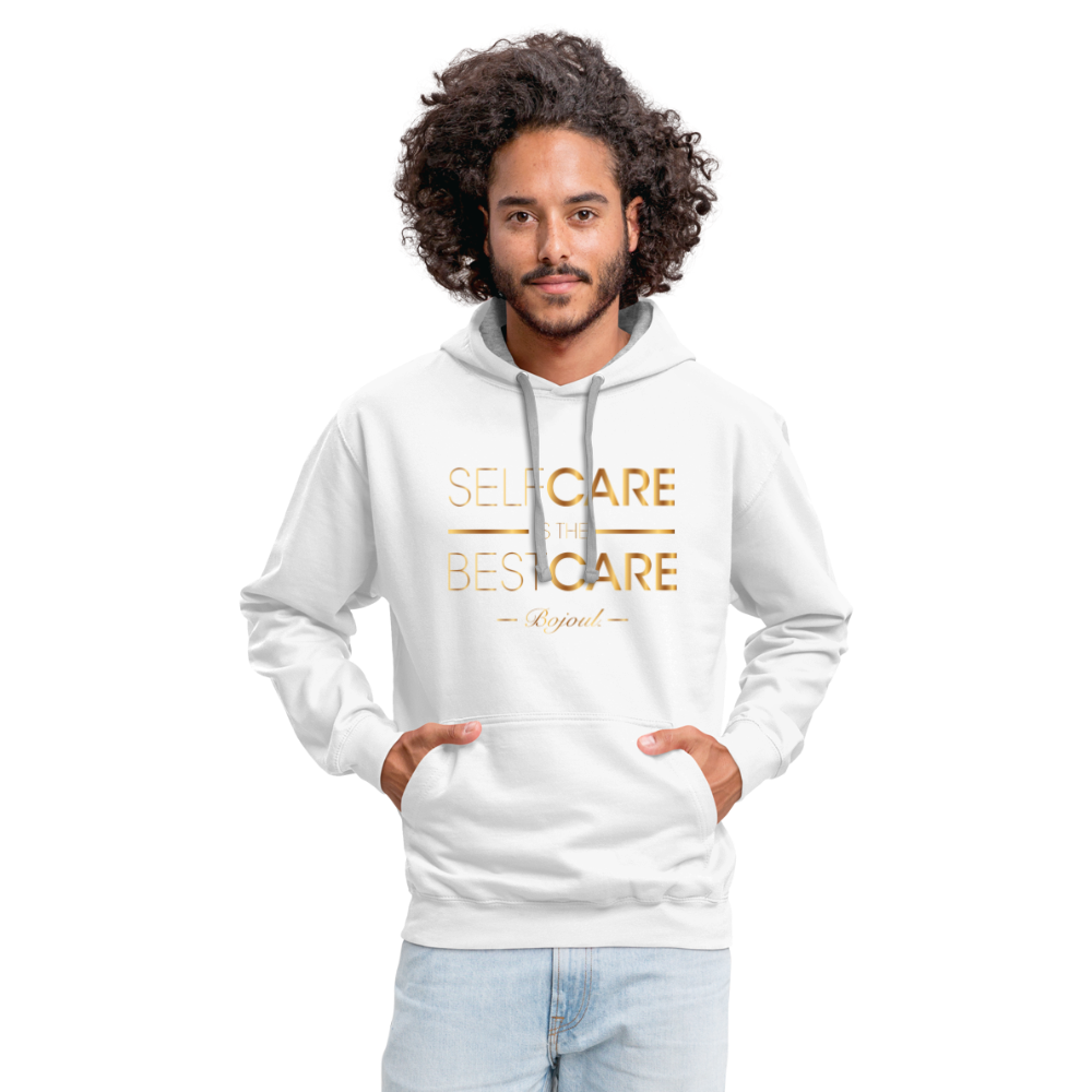 Men Self Care Contrast Hoodie - white/gray