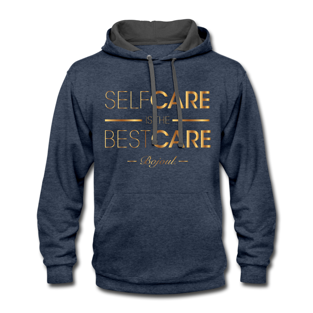 Men Self Care Contrast Hoodie - indigo heather/asphalt