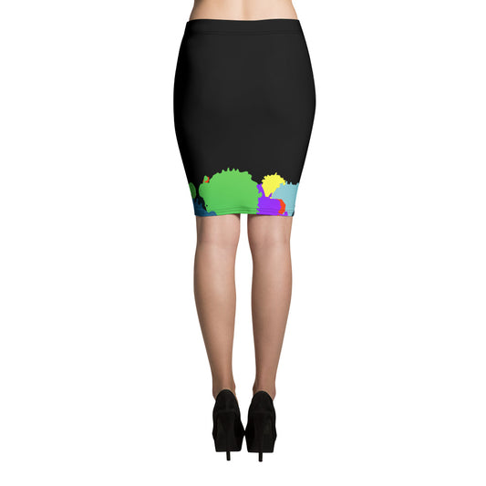 Paint Splashed Bojoul Pencil Skirt