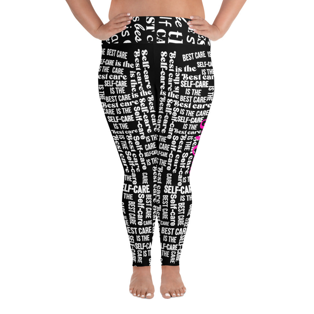 Self Care Words ( Pink) Plus Size Powerful Legging