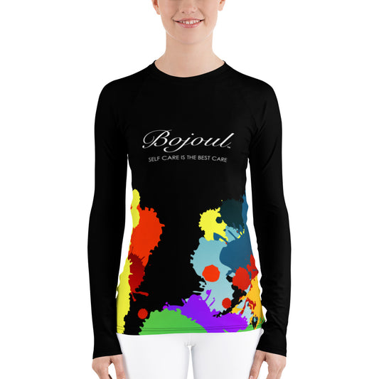 Women's Long Sleeve Black Paint Splashed Shirt