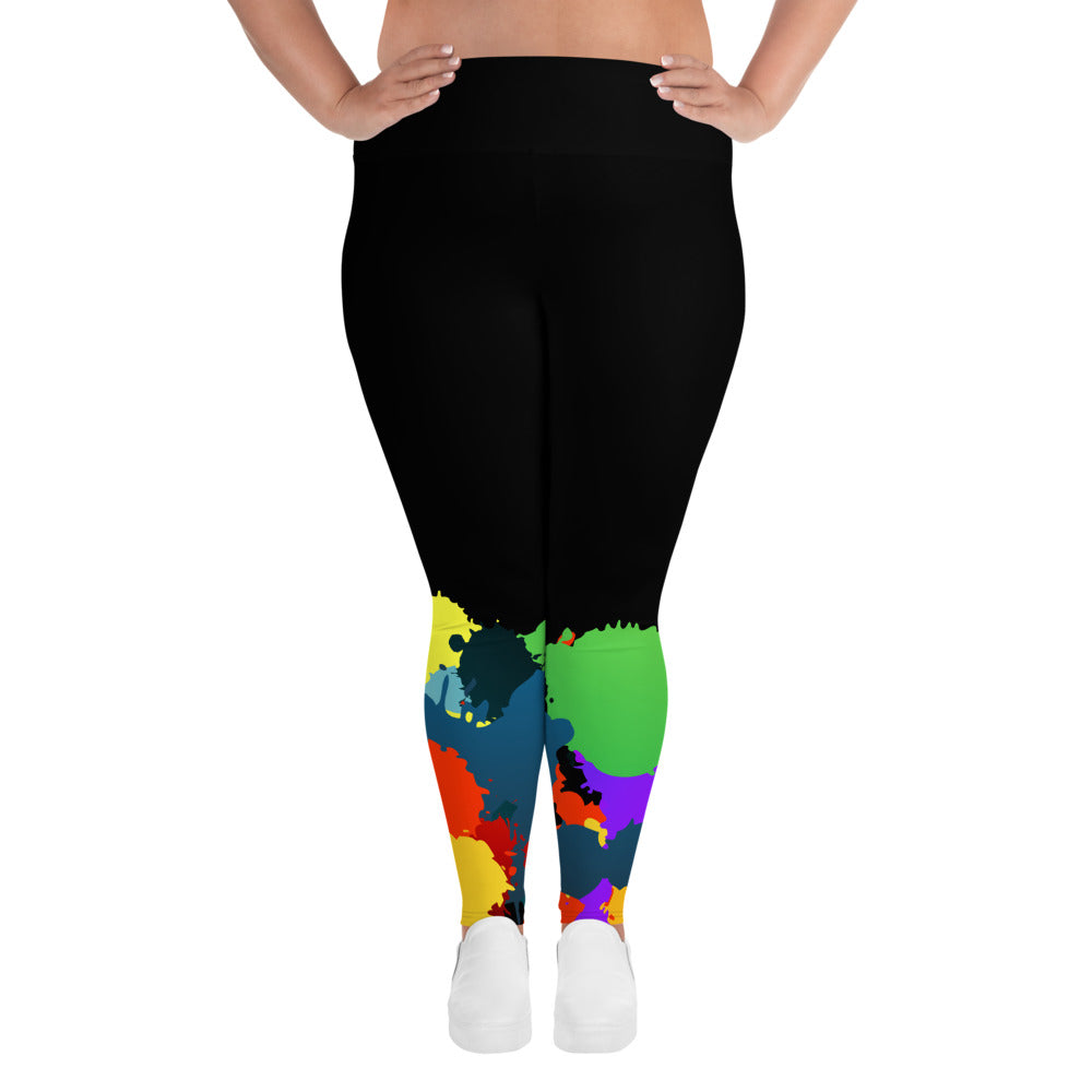 Bojoul Plus Size Paint Splashed Leggings