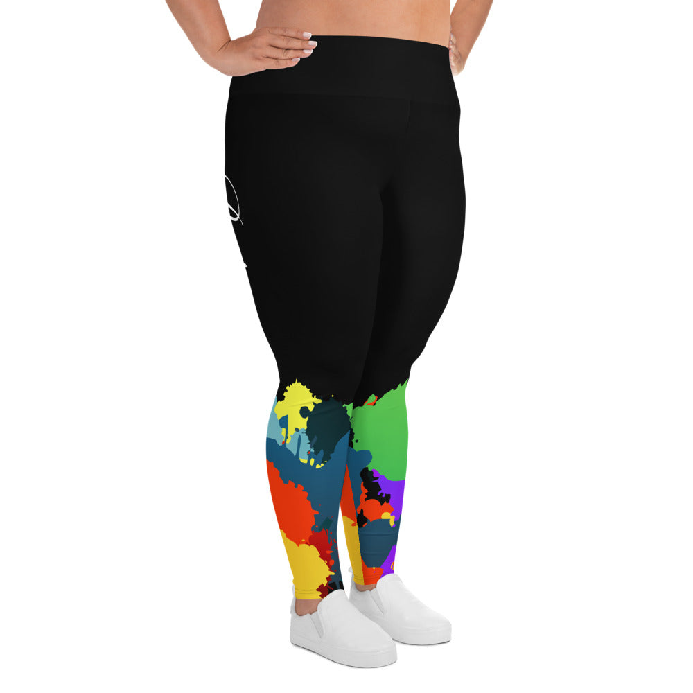 Bojoul Plus Size Paint Splashed Leggings