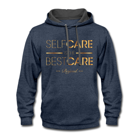 Men Self Care Contrast Hoodie - indigo heather/asphalt