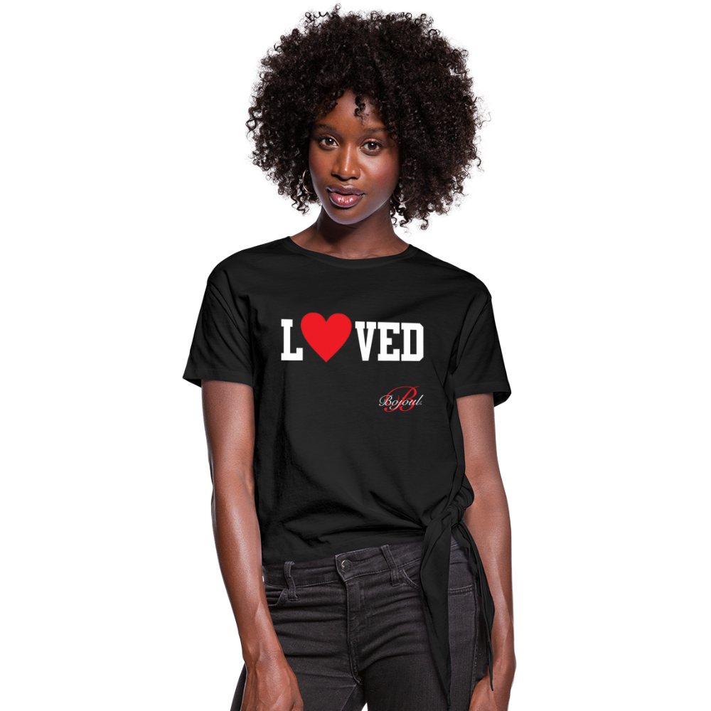 Loved Self Care Women's Knotted T-Shirt - black