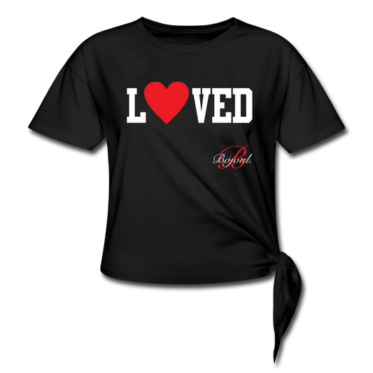 Loved Self Care Women's Knotted T-Shirt - black