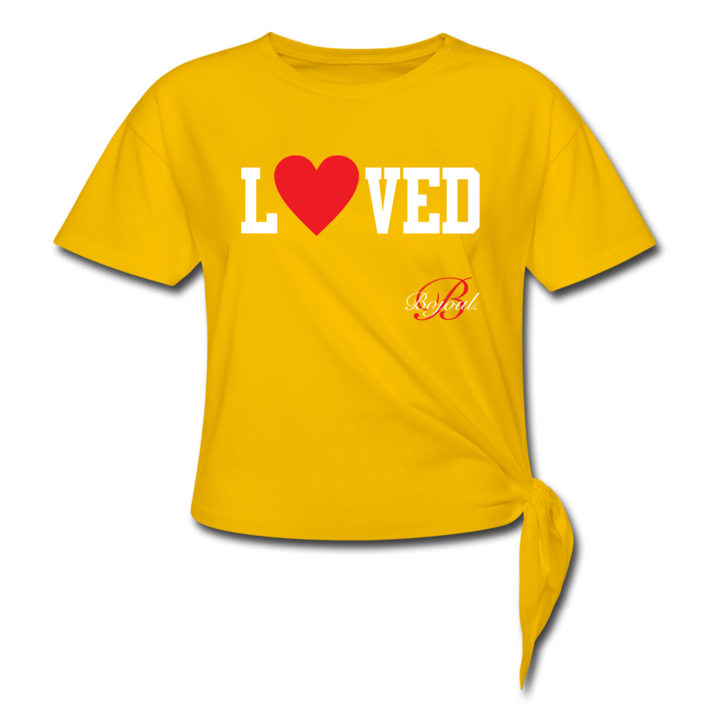 Loved Self Care Women's Knotted T-Shirt - sun yellow