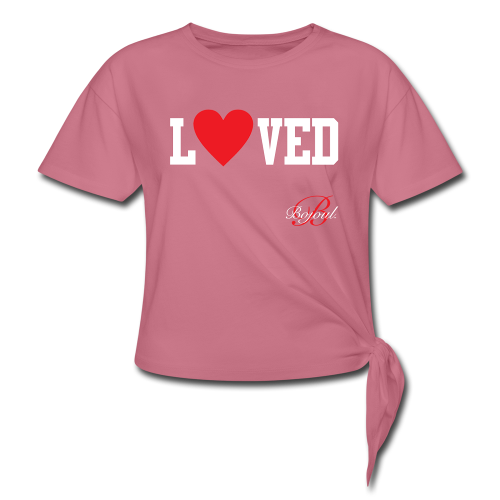 Loved Self Care Women's Knotted T-Shirt - mauve