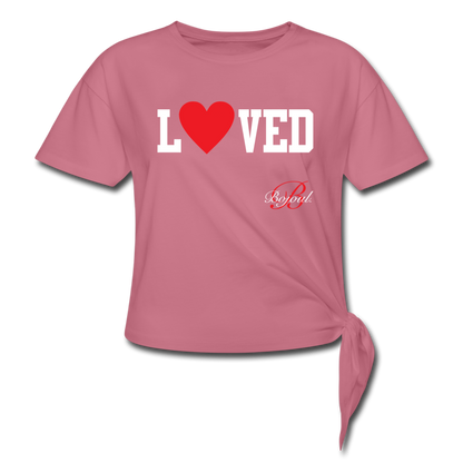 Loved Self Care Women's Knotted T-Shirt - mauve