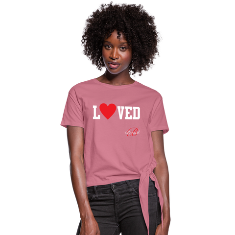 Loved Self Care Women's Knotted T-Shirt - mauve