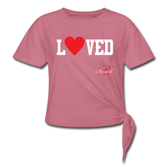 Loved Self Care Women's Knotted T-Shirt - mauve