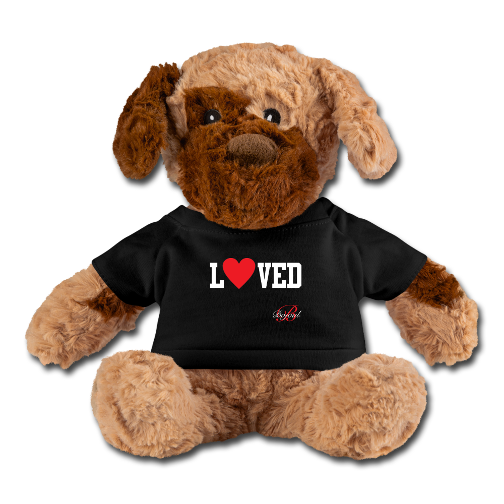 "Loved" Stuffed Animal Dog - black