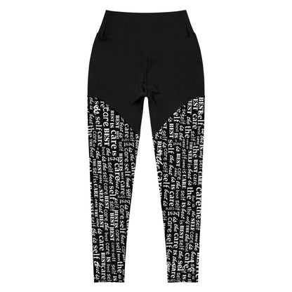 Bojoul Self Care Words Luxury Compression Sports Leggings